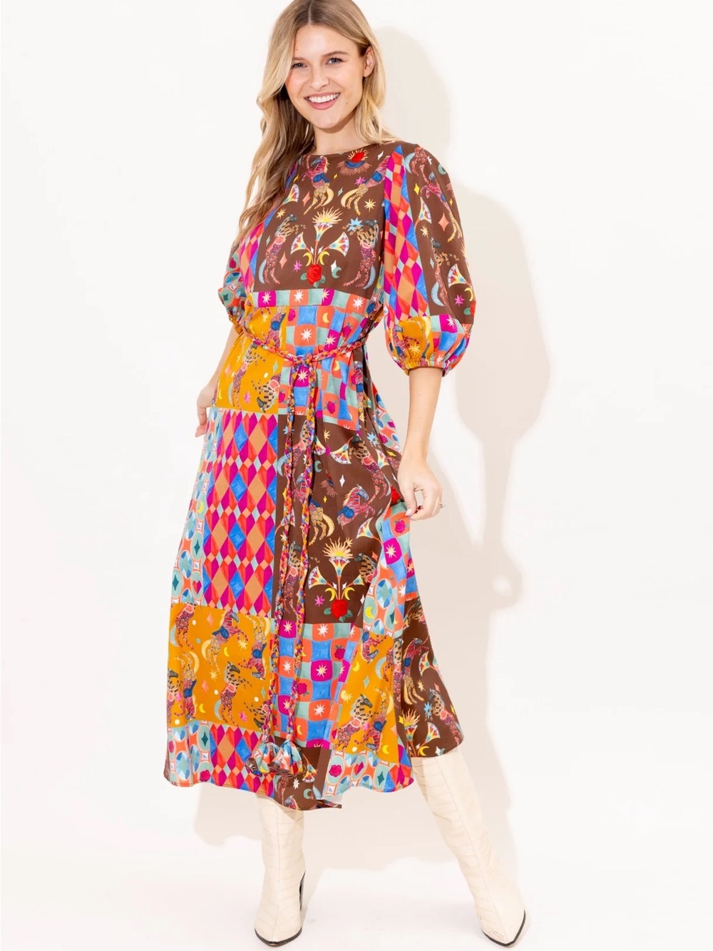 Printed “Clover” Midi Dress